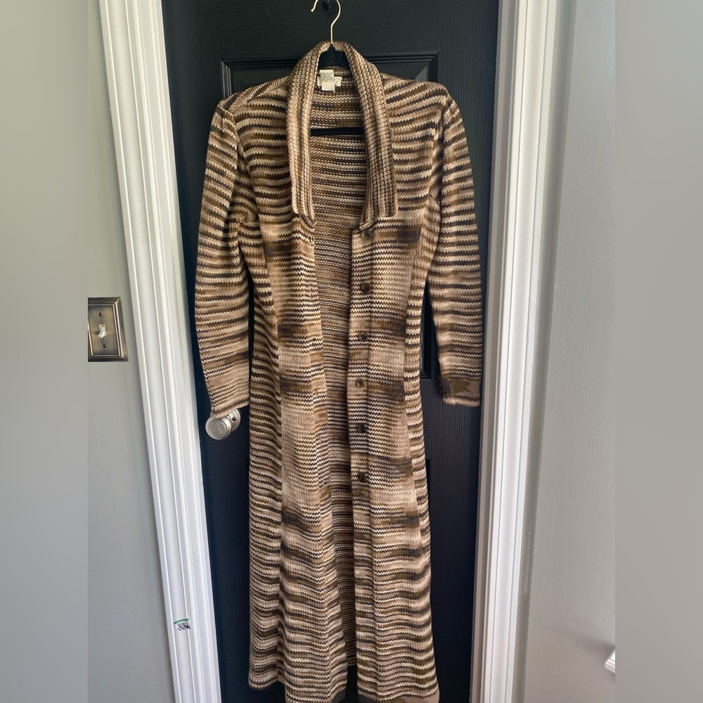 Anthropologie Kenji Long Brown Knit Cardigan Sweater-Size S